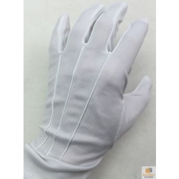 Deluxe Short White Stripe Satin Gloves Magician Driving Wedding Glove One Size