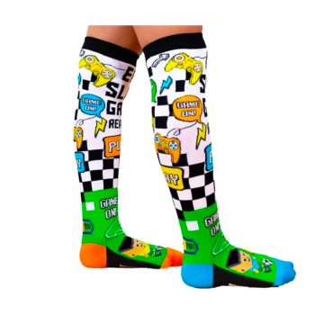 Video Game Toddler Long Knee High Socks - Boy's Unisex Pair - Multicolour
