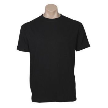 Plain T-Shirt 100% COTTON Basic Blank Tee Mens Ladies Casual BULK Adults - Black - S