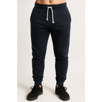 Mens Skinny TRACK PANTS Slim Cuff Trousers Gym Trackies Sport Bottoms Joggers - Navy (Polyester) - XL