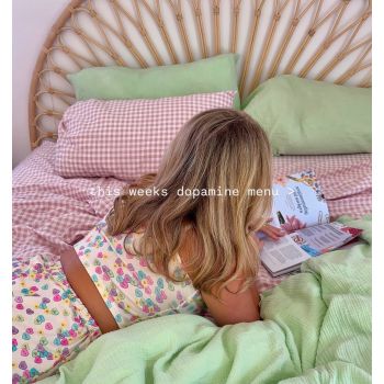 100% Cotton Muslin Duvet Quilt Cover Set w/ 2 Pillow Cases in Pastel Green - Super King