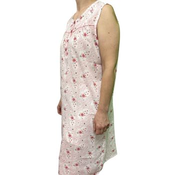 Womens 100% Cotton Sleeveless Nightie Gown Night Dress Pyjamas PJ Pajamas Sleep - Pink - 12