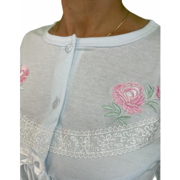 Womens Ladies Cotton Nightie Night Gown Pajamas Pyjamas Sleepwear PJ - Blue - 18