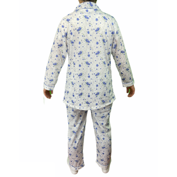 Womens PYJAMAS PJs Set Pajamas Ladies Cotton PJ Womens Long Sleeve Sleepwear - Blue - 18