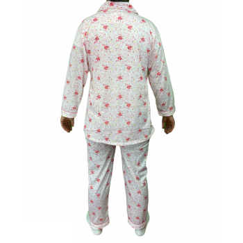 Womens PYJAMAS PJs Set Pajamas Ladies Cotton PJ Womens Long Sleeve Sleepwear - Pink - 16