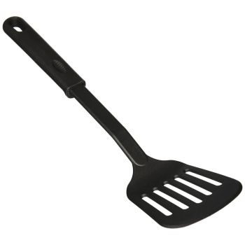 6x 32cm Nylon Slotted Non-Stick Spatula Cooking Tool Utensil in Black