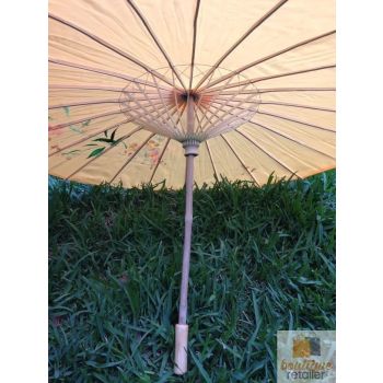 PARASOL UMBRELLA Chinese Japanese Bamboo Flower Pattern Fabric 80cm Diameter - Yellow