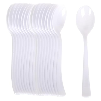 1200x Reusable & Disposable Plastic Spoons BPA Free Bulk Cutlery in White