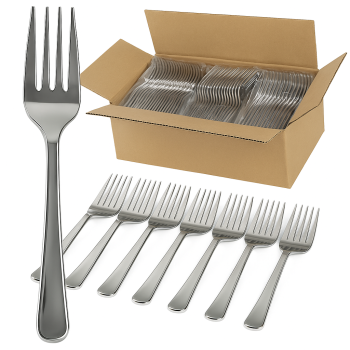 1200x Reusable Plastic Forks Cutlery Bulk BPA Free Extra Strong - Gloss Silver