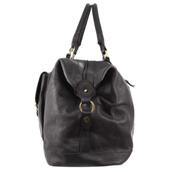 Pierre Cardin Mens Leather Business Overnight Bag Luggage Duffle Weekend Travel - Black
