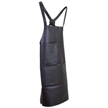 Pierre Cardin Professional Leather Apron Butcher Woodwork Hairdressing Barber Chef - Black