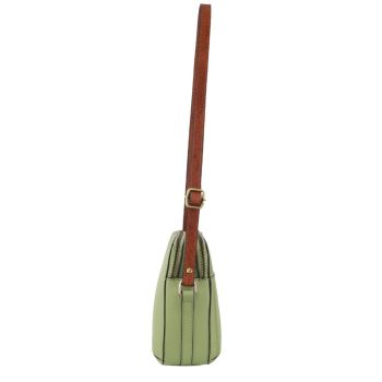 Pierre Cardin Leather Cross Body Bag Dual Zip Strap Shoulder Clutch in Jade