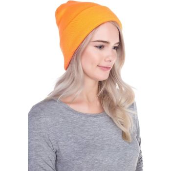 PLAIN BEANIE Unisex Mens Womens Winter Warm Hat Ski Cap Knit One Size - Fluro Orange