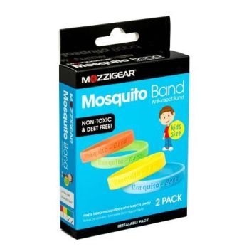 Mozzigear Mosquito Kids Wrist Band Repellent Camping Hiking Non-Toxic Childrens 2pk