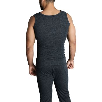 Mens THERMAL Merino Wool Blend Singlet Top Sleeveless Warm Underwear - Black - XXL