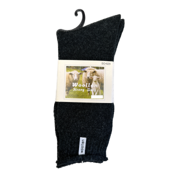 1 Pair Premium Mens Wool Heavy Duty Thick Work Socks Cushion Woolen - Black - 7-11