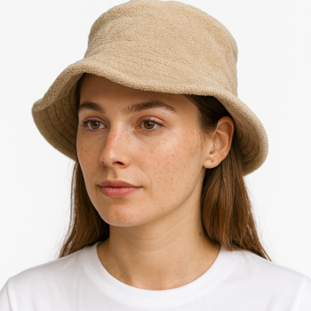 Stingy Brim Terry Towelling Bucket Hat Daggy Fishing Camping Lad Cap 100% COTTON - Beige - S/M