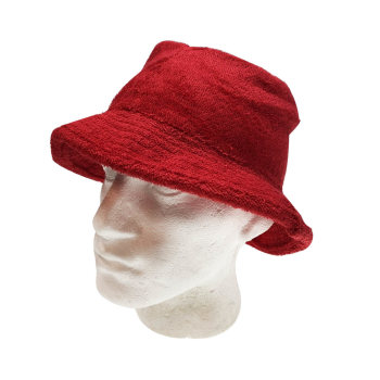 Stingy Brim Terry Towelling Bucket Hat Daggy Fishing Camping Lad Cap 100% COTTON - Red - XXL