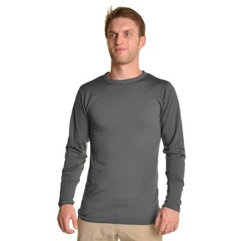 Mens Thermal Top w/ Brushed Interior Warm Winter Fleece Baselayer - Grey - L