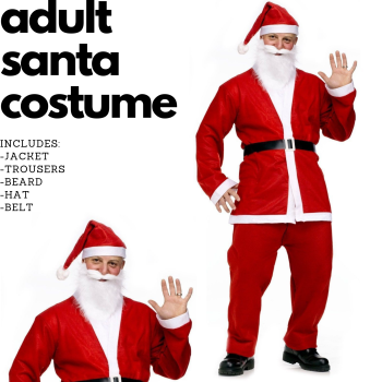 ADULT SANTA CLAUS COSTUME Suit Father Xmas Party Outfit Father Christmas