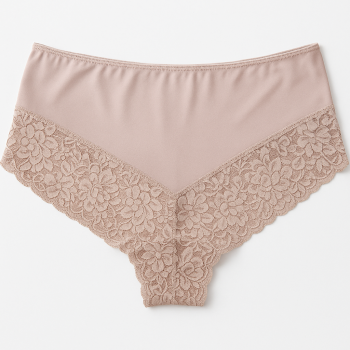 Womens Lace Boyshort Boyleg Full Briefs Underwear Undies in Beige - 12