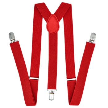 35mm WIDE SUSPENDERS Mens Adjustable Braces Clip On Trouser Elastic Y-Back - Red