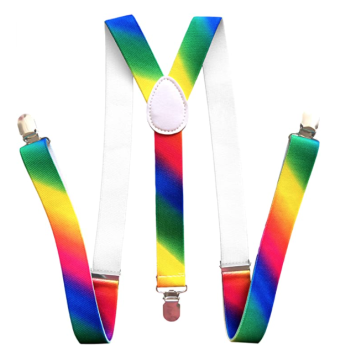 35mm WIDE SUSPENDERS Mens Adjustable Braces Clip On Trouser Elastic Y-Back - Rainbow