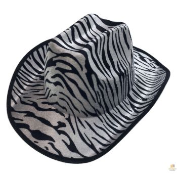 ZEBRA HAT Adult Cowboy Print Wild West Costume Party Fancy Dress Fedora