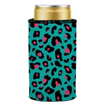 Teal Leopard Pattern Stubby Cooler - Standard