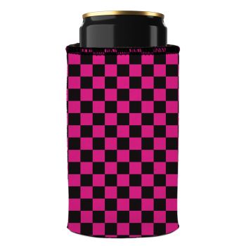 Pink Checkerboard Stubby Cooler - Standard