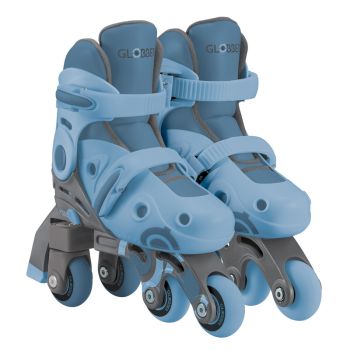 Globber LEARNING INLINE SKATES 2in1 for Kids: Size 30-33 - Ash Blue 