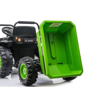 12V Kids Ride on Electric Tractor With Tipper Trailer – Green