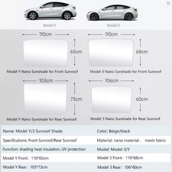 Tesla Model 3 2 Pcs-Only Sunshade Sun Roof