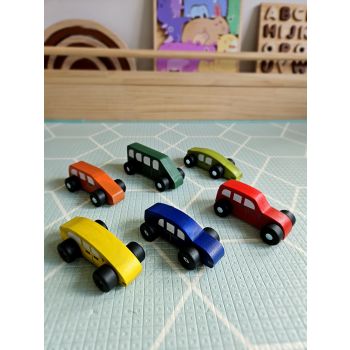 Coloured wooden cars