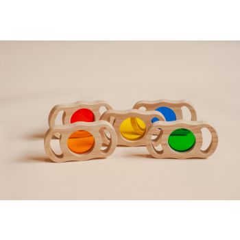 See through colored blocks with handles