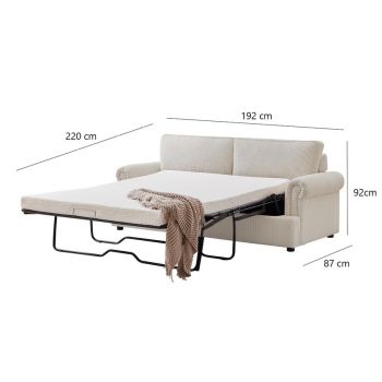 PHEBE 3 Seater Sofa bed with Separate Foam Mattress- Corduroy Cream