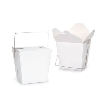 Bulk Packs 150  x 780ML/26oz White Noodle Box With Metal Wire Handle