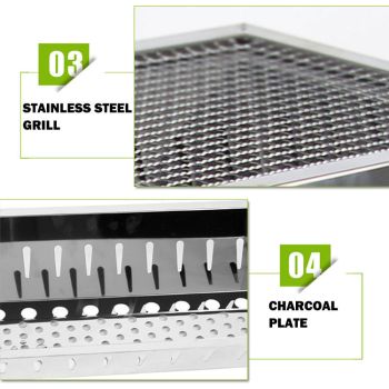 Stainless Steel Portable Outdoor BBQ Barbecue Grill Set Charcoal Kebab Picnic Camping Sets Medium