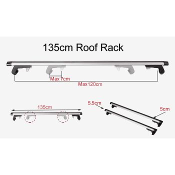 135CM Universal Adjustable Aluminum Alloy Car Roof Rack Cross Bars Carrier Lock