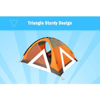 2 Person Portable Outdoor Lightweight Cycling Hiking Backpacking Camping Waterproof Tent - Orange