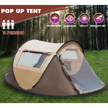 Waterproof Instant Up Beach Camping Tent 3 Person Pop up Tents Family Hiking Dome
