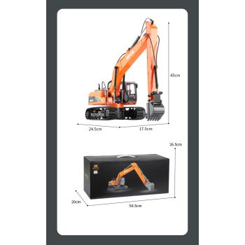 HUINA 1/14 15CH RC Alloy Long Arm Excavator Construction Engineering Vehicle Toy