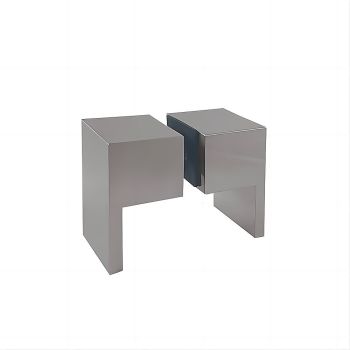 100cm Wall to Wall Frameless Shower Screen with Nickel Brackets and SS Hinges, Square Double Pull Handle