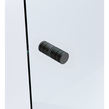 110cm Frameless Wall-to-Wall Shower Screen with Black Wall & Floor U Brackets, Brass Hinges & Round Knob Handle