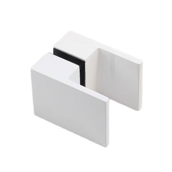 110cm Frameless Wall-to-Wall Shower Screen with White Wall U-Brackets, Brass Hinges & Square Double Pull Handle