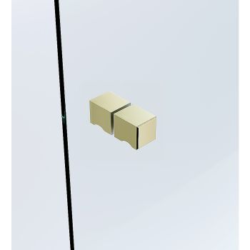 120cm Wall to Wall Frameless Shower Screen with Gold Channel and SS Hinges , Square Knob Handle