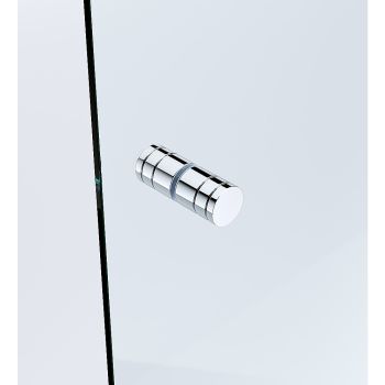 90cm Wall to Wall Frameless Shower Screen with Chrome Channel and SS Hinges , Round Knob Handle