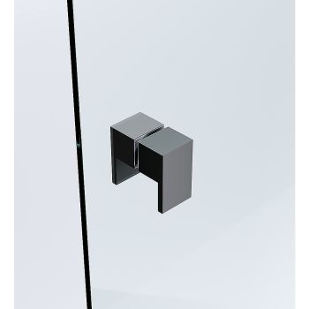 90cm Wall to Wall Frameless Shower Screen with Black Channel and SS Hinges , Square Double Pull Handle