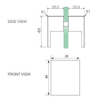 90cm Wall to Wall Frameless Shower Screen – Gunmetal Wall & Floor Channel, SS Hinges & Square Double Pull Handle