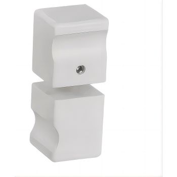 90x70cm Corner Frameless Shower Screen with White Wall & Floor F-Brackets and SS Hinges, Square Knob Handle